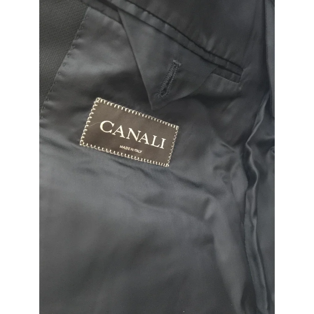 Canali Italy Woolmark Pura Lana Vergine‎ 54 mens blue suit jacket gold button